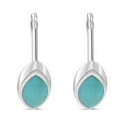 Turquoise Lens Shaped Sterling Silver Stud Earrings